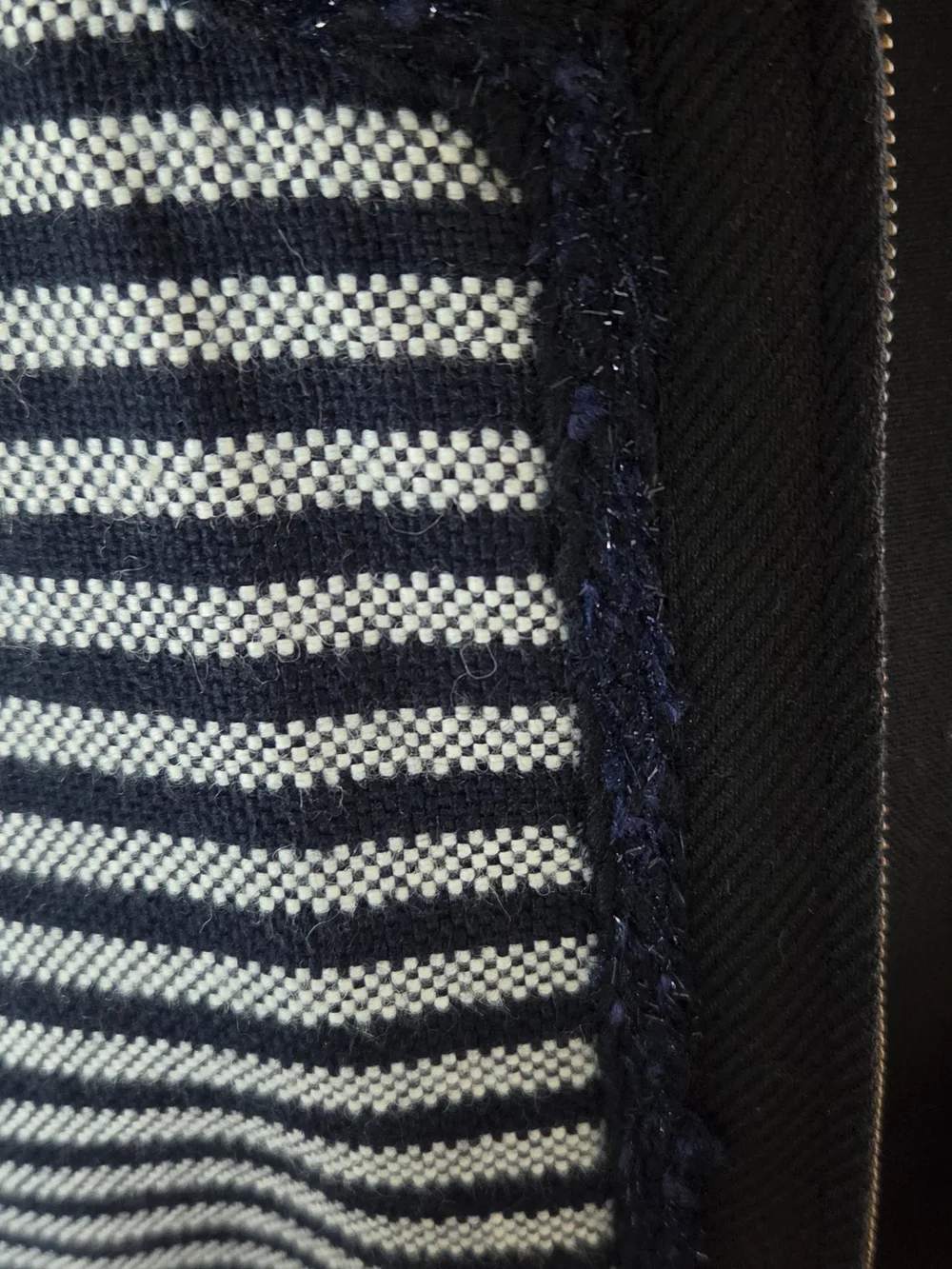 J. Crew Navy and Light Gray Striped Cropped Jacket